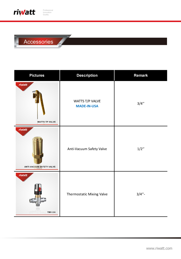 separated high pressure solar water heater accessories