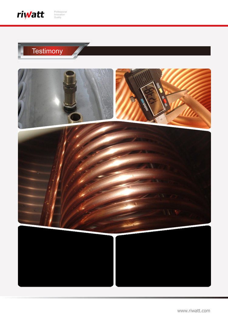 copper heat exchanger inside the preheated solar water heaters