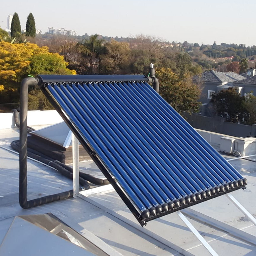 The riwatt evacuated tube heat pipe solar collector always connected with existing water heating device. The selective absorber coating on the inner cover of vacuum tubes absorb solar energy, then convert solar energy into thermal energy and transfer thermal energy to heat pipe by aluminum fin.