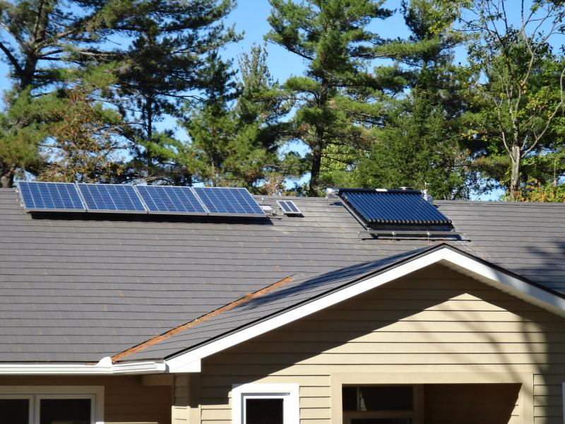 slope roof solar collector installation with rail rack and hocks