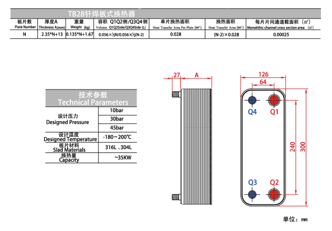 plate heat exchanger for solar water heater