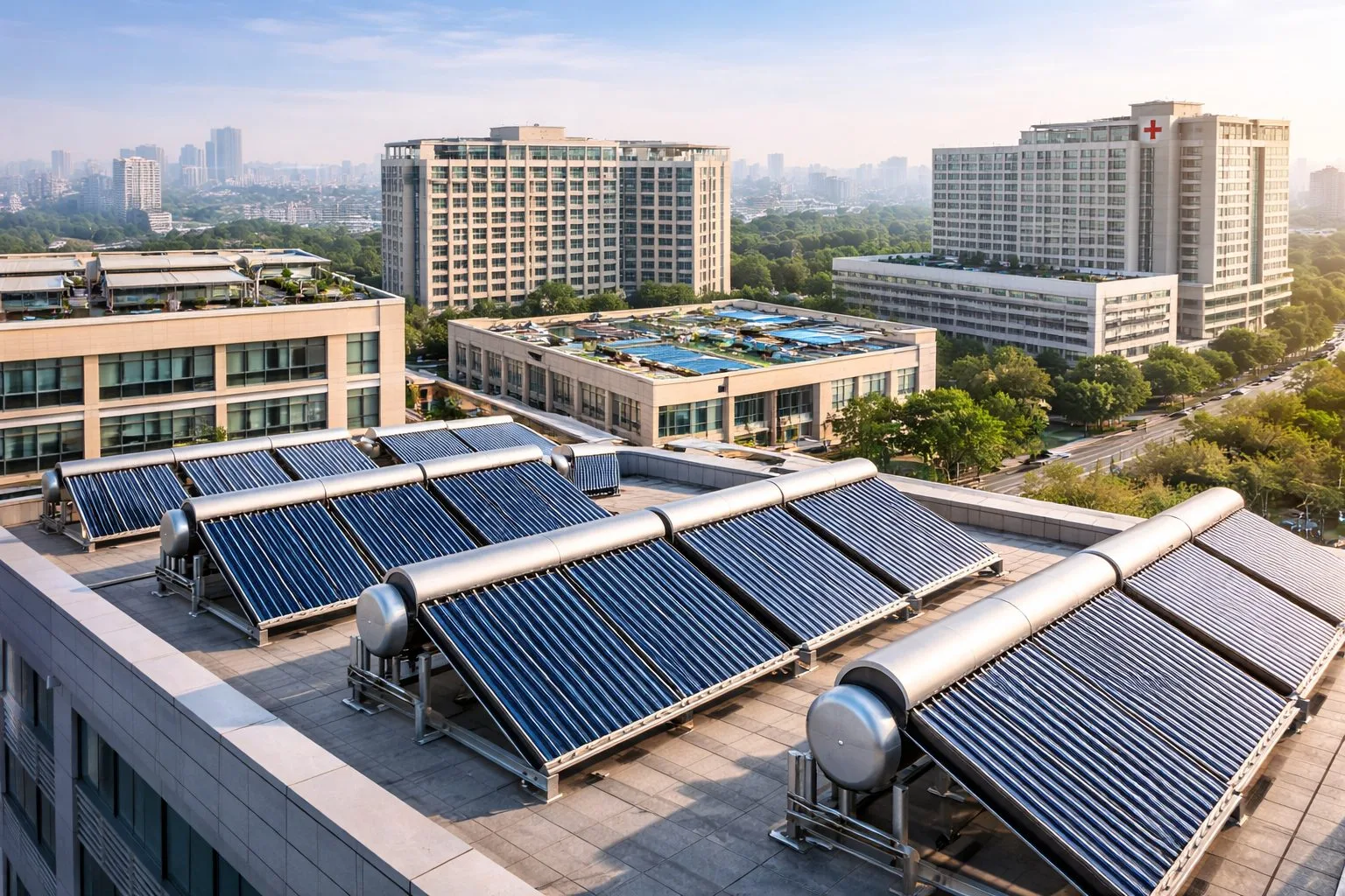 Global demand for solar water heating systems in commercial buildings