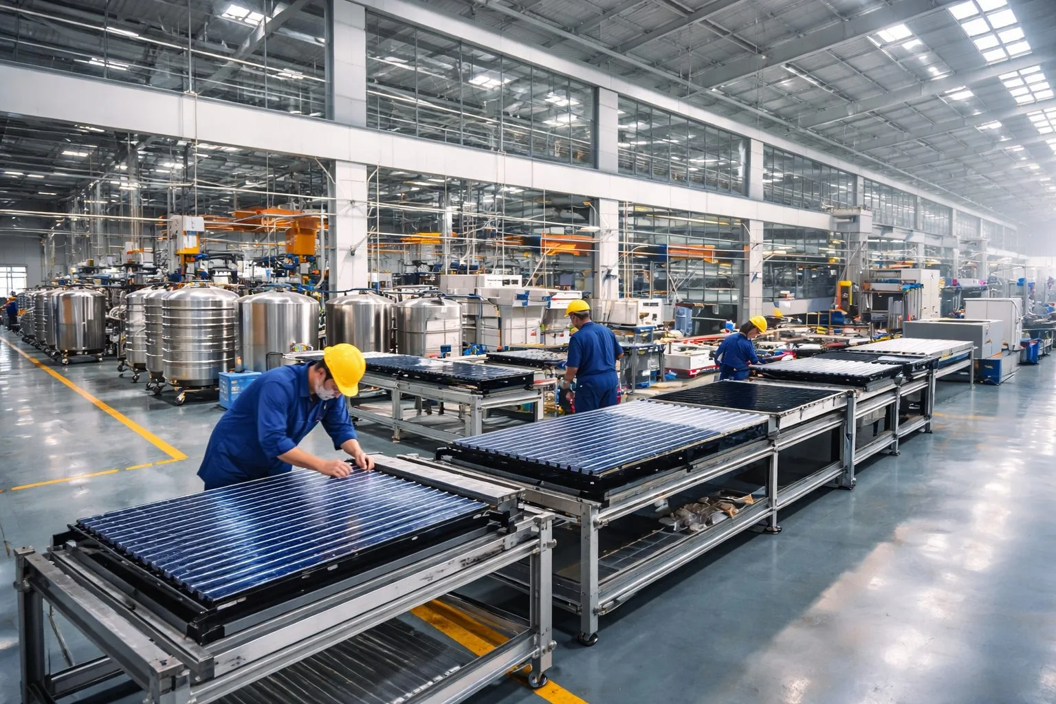 Solar water heater manufacturing factory in China production line